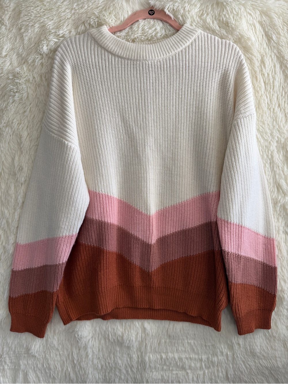 Roxy Womens Chunky Ribbed Knit Sweater Size L Cottagecore 70s Retro Boho READ